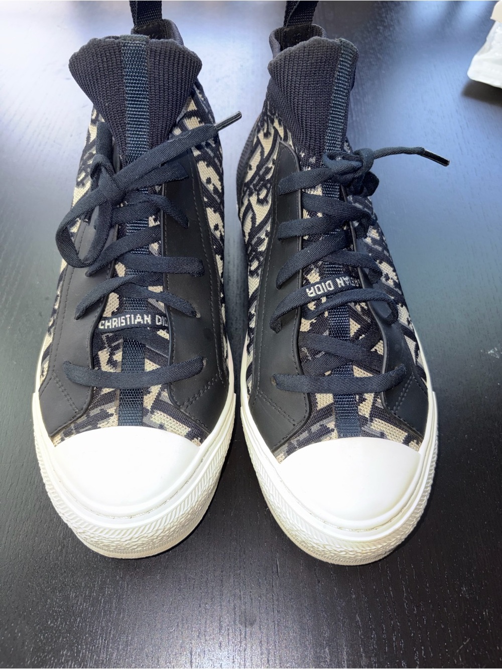 Dior Men’s High-Top Sneakers in Black and Cream Monogram